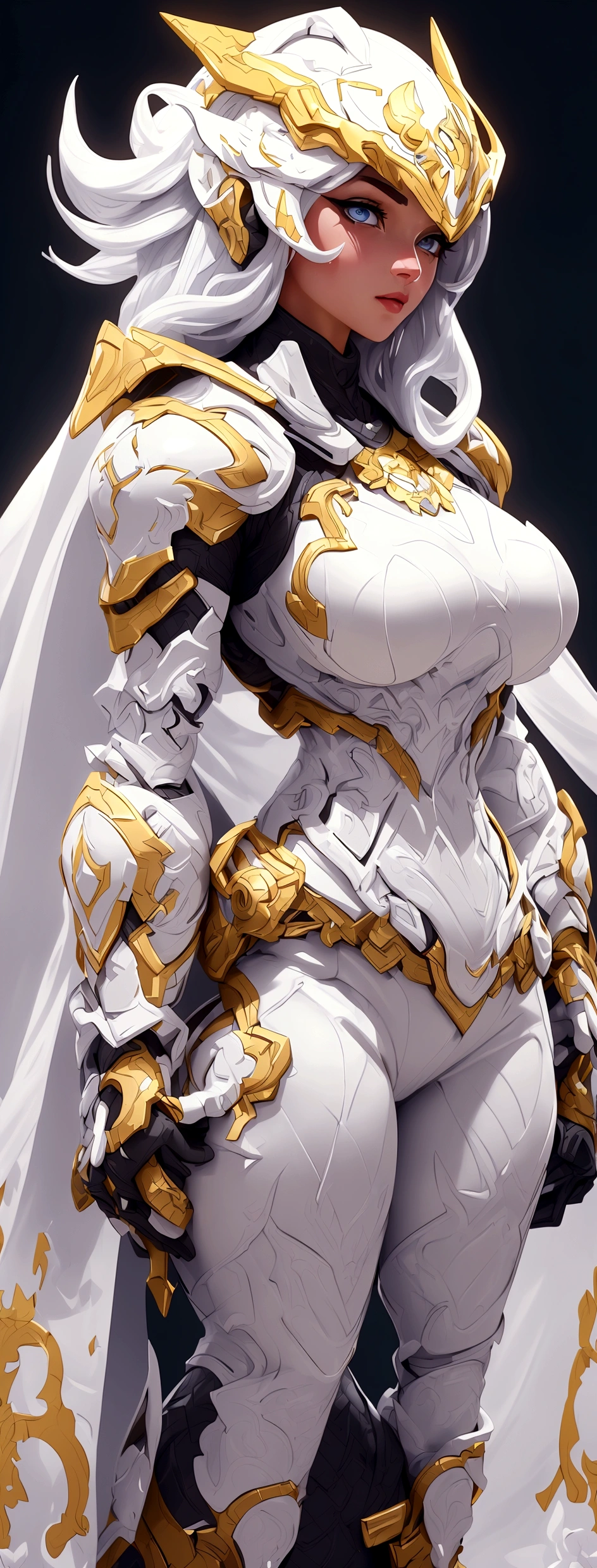 (best quality,4k,8k,highres,masterpiece:1.2),ultra-detailed, female ranger, white suit, tyrannosaurus head for helmet, asymmetrical suit, yellow claw shaped emblem on left side of suit. a close up of a person in a white suit with yellow gloves, heavy white and golden armor, detailed white armor, intricate white and gold armor, intricate white armor, streamlined white armor, full body sprite, skintight silver armor, white plated armor, ornate white and gold armour, entire body, snake-face female guard, clothed in ethereal battle armor, HDR, 8k, absurdres, cinestill 800, sharp focus, add_detail:2, (solo, woman)