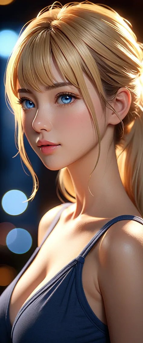 best quality, masterpiece, high resolution, portrait, practical, blue eyes, blond, large breasts, 8k resolution, high qualitycg,...