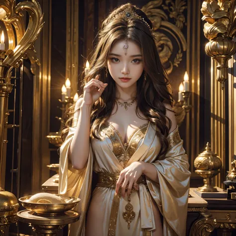 Goddess welcomes you to her private sanctuary, masterpiece, best quality, 8k, closeup, sfw, fine robe