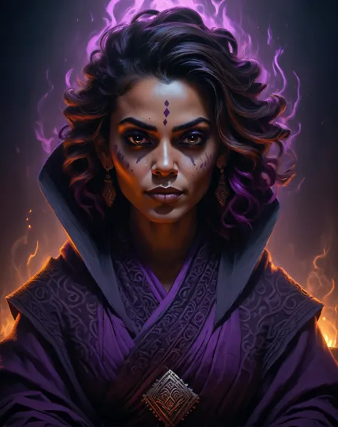 intricate detailed portrait of sombra, 8k, ultra detailed, dark moody colors, dark aura, horror atmosphere, cartoon style, monk ...