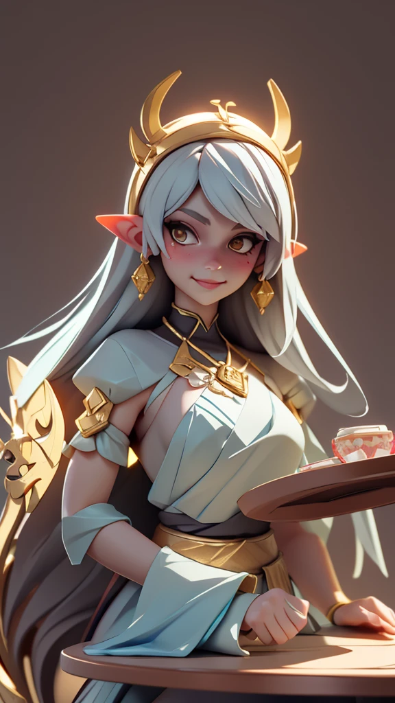 Highest quality,masterpiece,masterpiece portrait,Intricate details,Magnificent Light,Fantasy,Dungeons & dragon,Retro,priest,Dark Elf,One girl,Wooden table,Shoulder strap,Grey Skin,Elegant smile,squint,Close-up portrait of a Mycenaean Drow woman wearing gold jewelry, Spider:0.9, web:1.0, Fantasy, Volumetric lighting, コンセプトart, Brush Stroke Style, artステーション, trend, Very detailed, art：Greg Rutkowski  