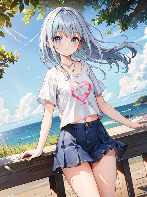 (table top, highest quality:1.2), 1 girl, alone, cute, cute, digital art、Eimei、(length, beautiful, blue hair.flowing in the wind...