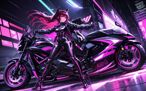 he transports me to a cyberpunk world full of mystery and futurism. i imagine this anime girl on her cyberpunk motorcycle, surro...