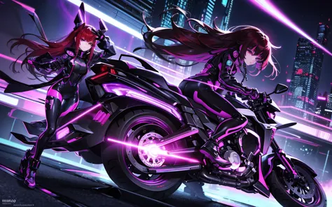 It transports me to a cyberpunk world full of mystery and futurism. I imagine this anime girl on her cyberpunk motorcycle, surro...