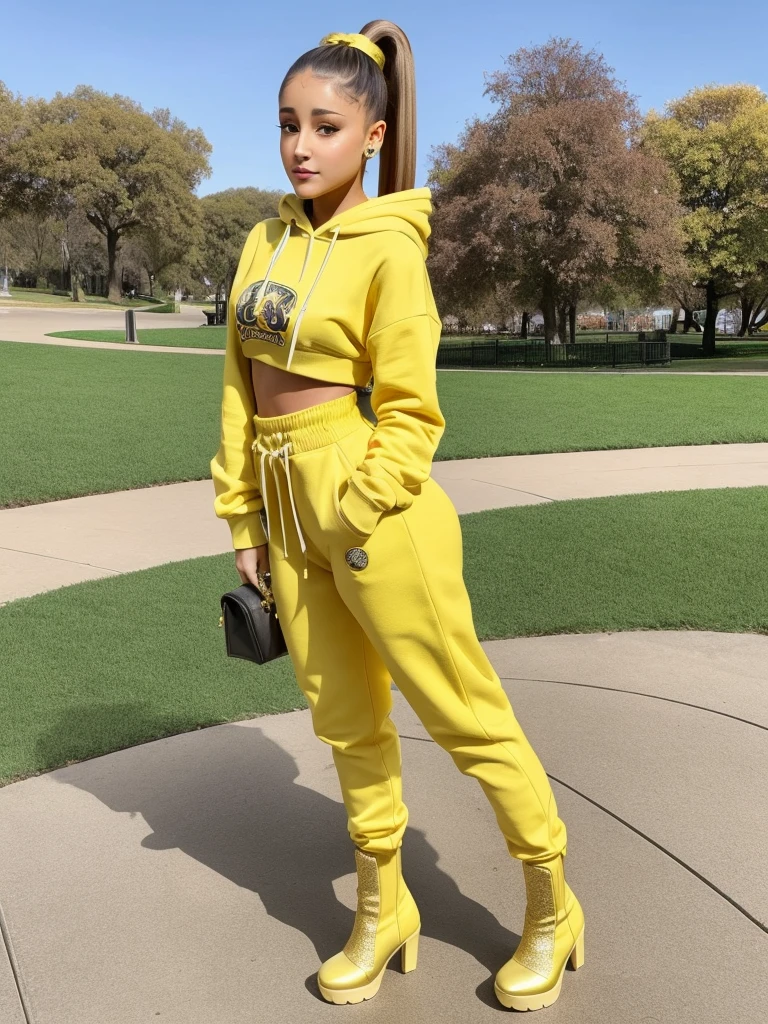 Ariana grande in yellow hoodie hotsell