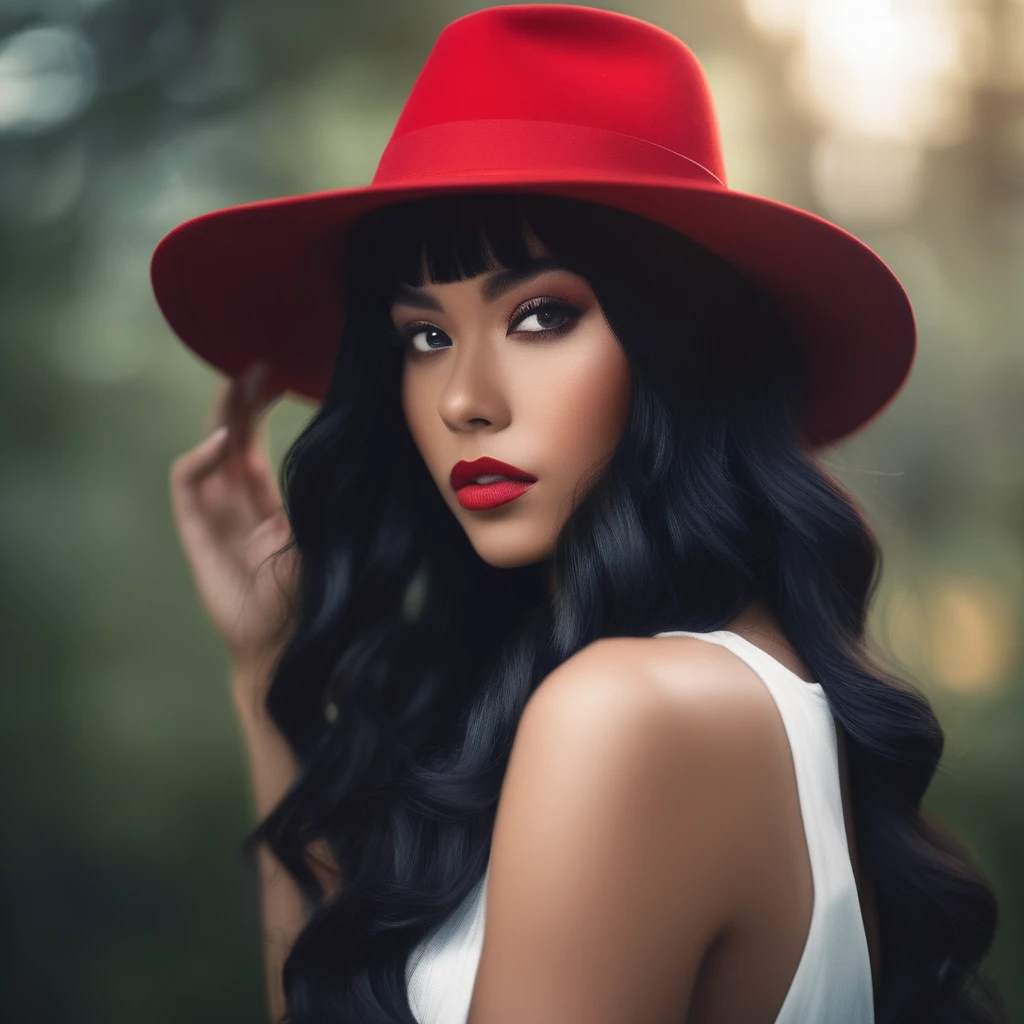 cinematic photo Portrait of  (((black hair woman))), red hat, fantasy, highly detailed, artstation, concept art, sharp focus, illustration, art by Tony Sart and artgerm and randy vargas  . 35mm photograph, film, bokeh, professional, 4k, highly detailed