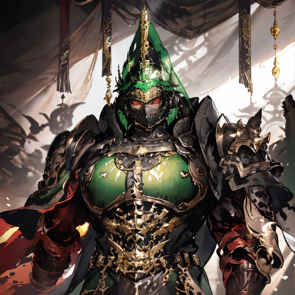1 Boy,huge，After obtaining the Astarte, Space Marines, ,Green power armor, helmet, Red Eyes, Glowing eyes, indoors, street，In the Forbidden City，There is a golden dragon pattern on the armor，Green armor ，Green armor，Green armor，Green armor，Multiple angles of the mechanical arm on the armor, (masterpiece), (best quality), (Extremely detailed), very beautiful, illustration, Perfect composition, Intricate details, absurd，Chinese Heavy Armor,Chinese Heavy Armor，Chinese Heavy Armor,Chinese Heavy Armor，Chinese Heavy Armor,Chinese Heavy Armor，Astarte，Astarte，Astarte，Astarte，Astarte，Thick mask，Thick mask，Thick mask，Thick mask，Shining green Guandao，Shining green Guandao，Shining green Guandao，Shining green Guandao，Shining green Guandao，Shining green Guandao