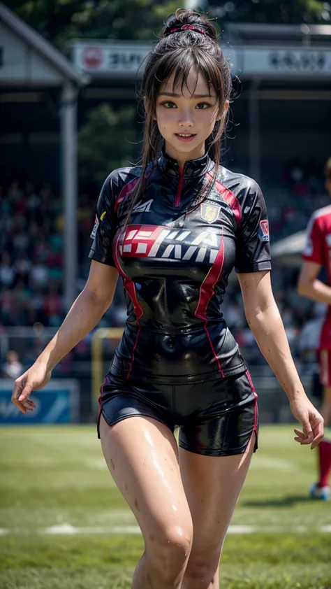 Highest quality, High resolution:1.2, Very detailed, Realistic:1.3, ((Beautiful woman))、((((Super tight uniform))))、((Super big ...
