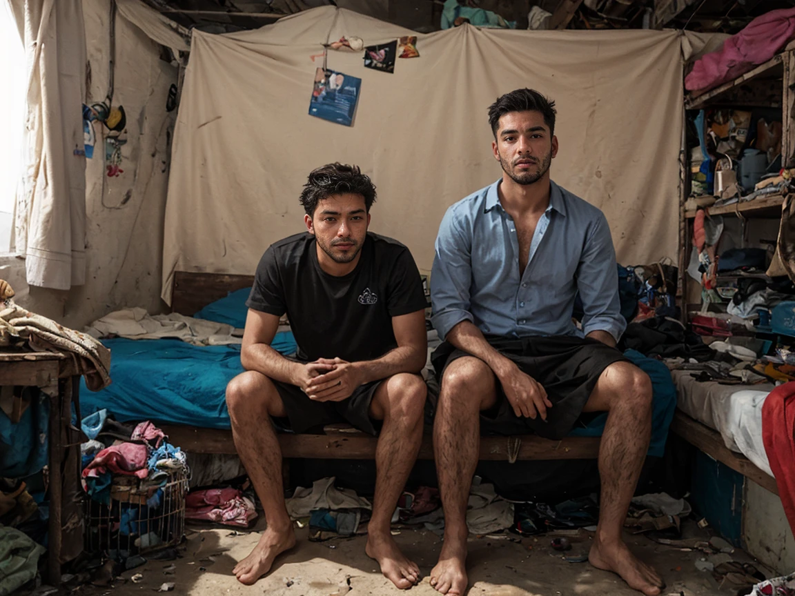 Реалистичное любительское фото опубликовано в  ,красивые молодые люди , Спальня в трущобах
