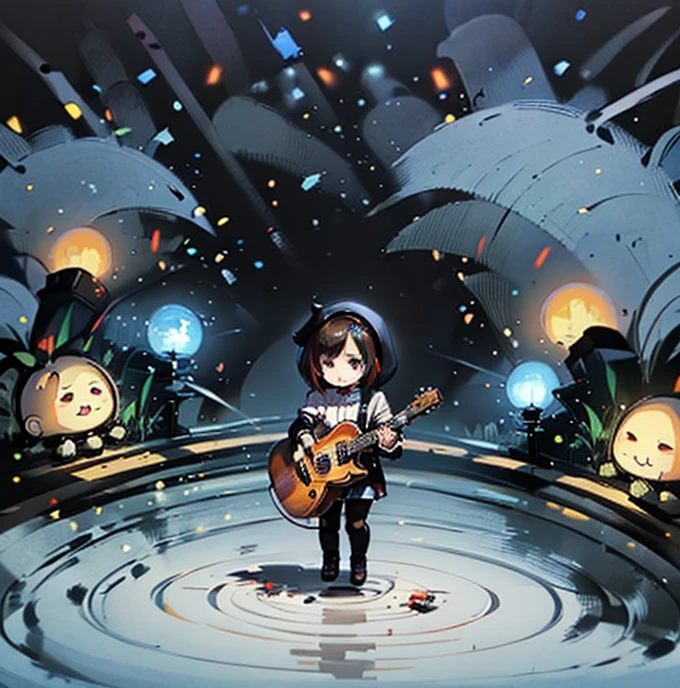 ​masterpiece、top-quality、ultra-detailliert、(Chibi Chara　musicians:1.2)、(Artist Photography Flavor Images:1.2)、band vocals、