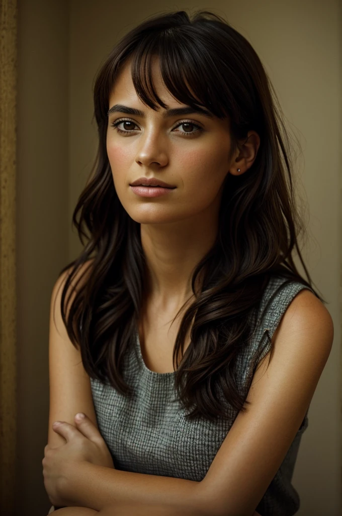 "Imagina el RETRATO de&#39;un simpático americano de 27 años. ella es baja,Cabello RUBIO cuidadosamente trenzado y trenzado, llamativos ojos marrones. SENTADO EN LA TERRAZA DEL RESTAURANTE.