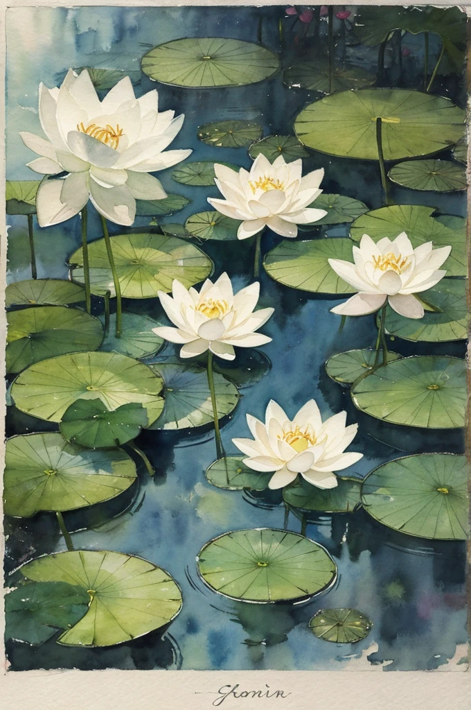 lotus, watercolor,