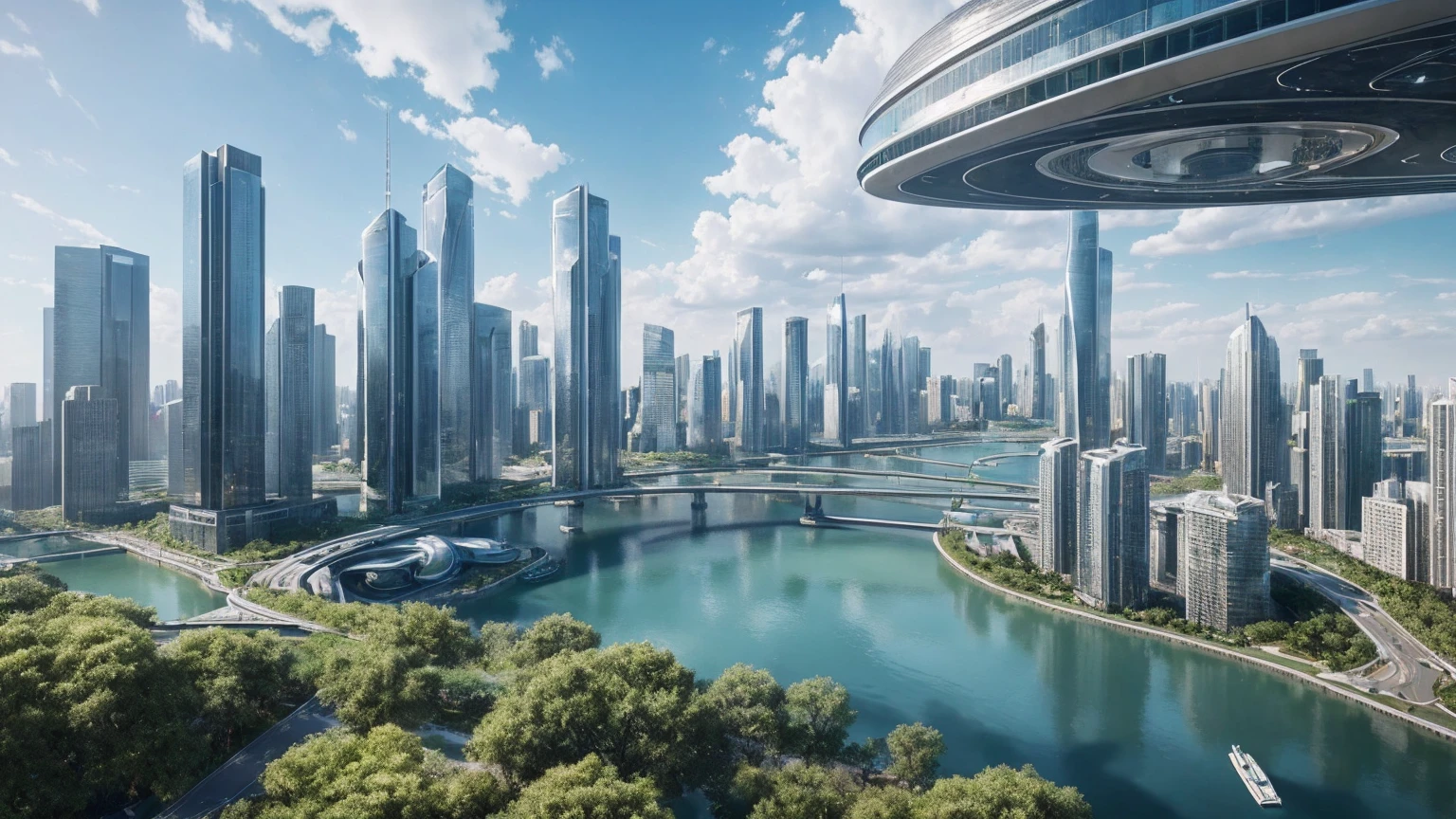 (最好的质量,4K,8千,高分辨率,杰作:1.2),极其详细,(实际的,真实感,照片般真实:1.37),未来派漂浮城市,未来科技,巨大的城市高科技平板平台,飞艇,漂浮在空中,未来城市,周围的小型飞艇,高科技半球形平台,彩灯,高级架构,现代建筑,摩天大楼,访问云,风景秀丽,俯瞰城市,令人印象深刻的设计,与自然完美融合,充满活力的氛围,未来交通系统,暂停停车,透明路径,郁郁葱葱的绿色植物,空中花园,瀑布,壮丽的天际线,水面上的倒影,波光粼粼的河流,建筑创新,未来派摩天大楼,透明穹顶,该建筑的形状很不寻常,高架行人道,令人印象深刻的天际线,发光灯,未来科技,简约设计,风景名胜区,全景,穿云塔,鲜艳的色彩,史诗般的日出,史诗般的日落,炫目的灯光显示,神奇的氛围,未来城市,城市乌托邦,奢华生活方式,创新能源,可持续发展,智慧城市技术,先进的基础设施,宁静的氛围,自然与科技和谐相处,令人惊叹的城市景观,前所未有的城市规划,建筑与自然无缝衔接,高科技大都市,尖端工程奇迹,城市生活的未来,富有远见的建筑理念,节能建筑,与环境和谐相处,漂浮在云层之上的城市,乌托邦梦想照进现实,可能性是无止境,先进的交通网络,绿能一体化,创新材料,令人印象深刻的全息显示,先进的通讯系统,令人惊叹的鸟瞰图,安静祥和的环境,现代主义美学,空灵之美