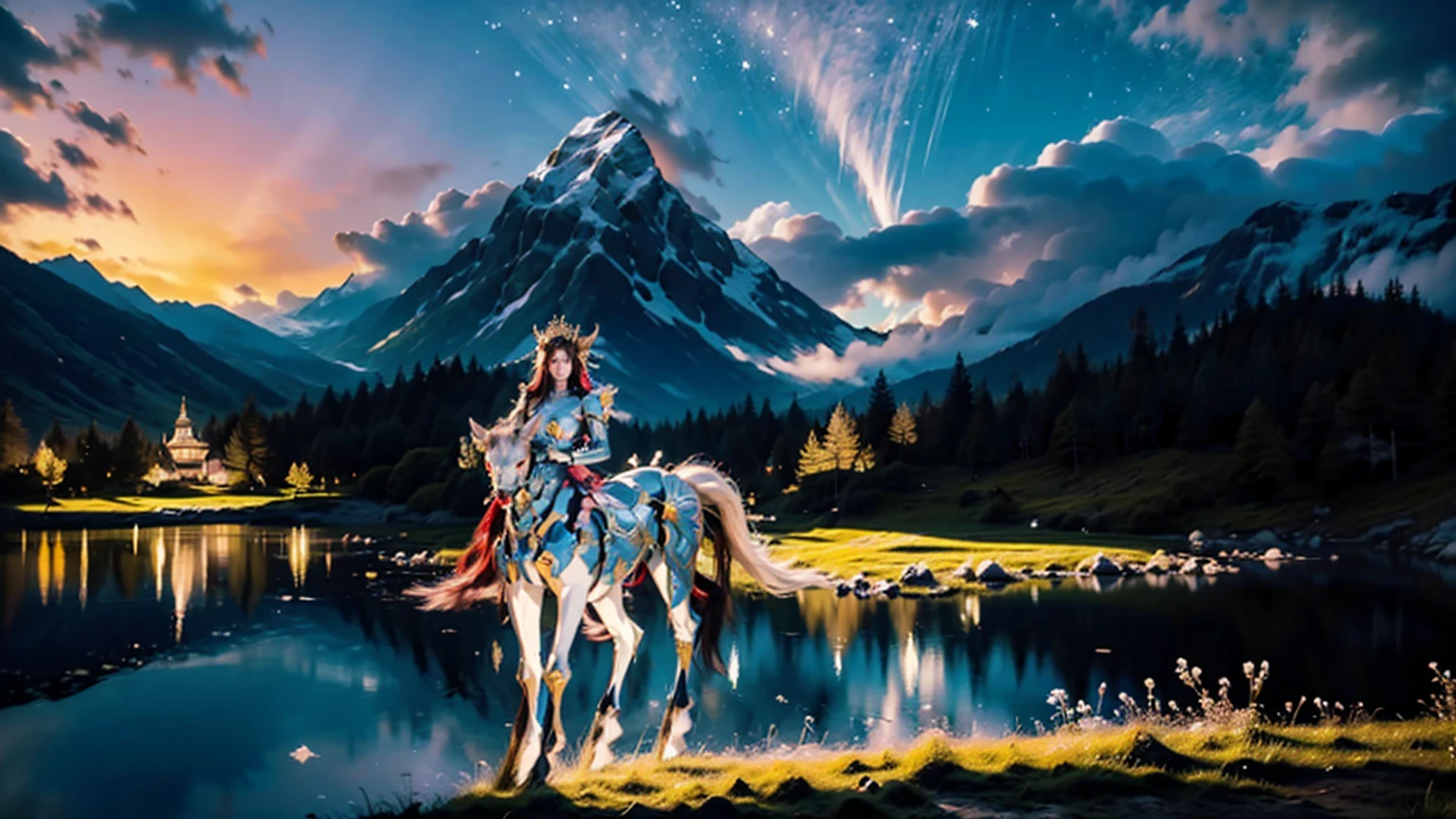 In the beautiful illustration of this super-grand scene，The ultra-distant lens shows us（More than eight distinctive and beautiful female centaurs，Half man, half horse，Half man, half horse character：9.9），Their personality、Distinctive and vivid features。from（A radiant, angelic, snow-white centaur from heaven：1.1），arrive（Nightmare-like fiery red centaur surrounded by flames：1.1）、Arrive again（Green Centaur, the wind fairy dancing in the air：1.1）、Arrive again有（One-horned blue centaur surrounded by lightning：1.1），arrive（A mechanical-style mecha Centaur shining with metallic light：1.1）、Arrive again（A powerful dragon-shaped centaur wearing colorful dragon scale leather：1.1）、Arrive again（A slender elven centaur that is graceful and agile：1.1）Gracefully wears a flower crown、arrive（Enchanting and charming Tiflin centaurs：1.1）、Arrive again（A succubus centaur with an indescribably sexy feeling：1.1）。Each Centaur character fully demonstrates his unique style。The illustration uses advanced artistic techniques and tools，Use nesting、Weaving、Splicing、perspective、interlude、Montage and other artistic techniques，Divide the scene into sections by geometric arrangement，Each part corresponds to a role，from and more efficiently utilize space，Make eight centaurs exist in one picture at the same time，（The style tends to be grotesque、Hayao Miyazaki、Aesthetic、Unavailable：3.3）。Through Midjourney's advanced brush tools、Color palette、Material packs and model packs、Texture tools，For each centaur, beautiful props are designed to increase racial characteristics、Clothing and physical features，Enhances the character's personality and visual appeal，（Stunning landscapes in illustrations，There are changing skies、rainbow、Aurora、Stars and Moon，Incorporating iconic landmarks such as Mount Everest，and fireworks、Tranquil Lake、Natural and urban elements of waves and neon lights，Creates a magical atmosphere：1.5），Centaurs demonstrate their unique abilities and equipment in a variety of environments，This is true even in extreme alien landscapes。Use Midjourney's toolaterial packs、Texture tools、The color palette makes depicting details vivid and realistic，from complex hairstyles and different ethnic characteristics、Body、Appearance features、Clothing arrives with realistic textures，Greatly improved the realism of the Centaurs and their surroundings，The fusion of multiple art styles adds dynamism to the character&#39;s movement at all angles，The overall visual experience is further enriched。The final illustration was described as a "masterpiece"，It has the characteristics of "best quality" and "realistic"，The details put into the creative process are shown、Level of creativity and craftsmanship。 hdr，（Reality，Masterpiece quality，Best quality）