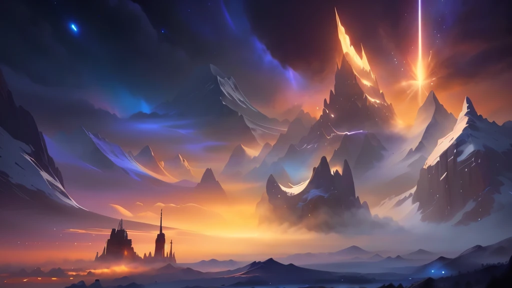 Primer plano de una montaña，cielo en el fondo，Hay otra estrella, Arte digital 4k muy detallado, 8k fondo de pantalla hd arte digital, estilo de arte digital de fantasía épica, Arte de fantasía 4K, Ilustración de ciencia ficción de fantasía épica, fondo de pantalla de arte conceptual 4k, Bellas artes digitales en 4K, estilo de arte de fantasía épica hd, Impresionantes obras de arte en 8K, ilustraciones de fondo