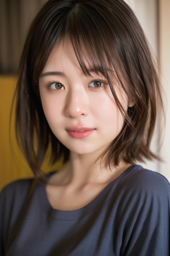 Cute Japanese Women Photos, Little Woman, 20-year-old, Beautiful and perfect face, brown, Beautiful Face, thin: 1.2,Dressed, (photo Realistic:1.4), (hyper Realistic:1.4), (Realistic:1.3),
(Smoother lighting:1.05), (Improving the quality of cinema lighting:0.9), 32k,
1 Girl,20-year-oldの女の子, Realistic lighting, Backlight, The light shines on your face, Ray Tracing, (Bright light:1.2), (Improvement of quality:1.4),
(Highest quality Realistic textured skin:1.4), Fine grain, Detailed face,
(tired, Sleepy and happy), (smile:0), Face close-up, T-Shirts,
(Enhances the body line:1.1), (Enhances the beauty of skin texture:1.1)