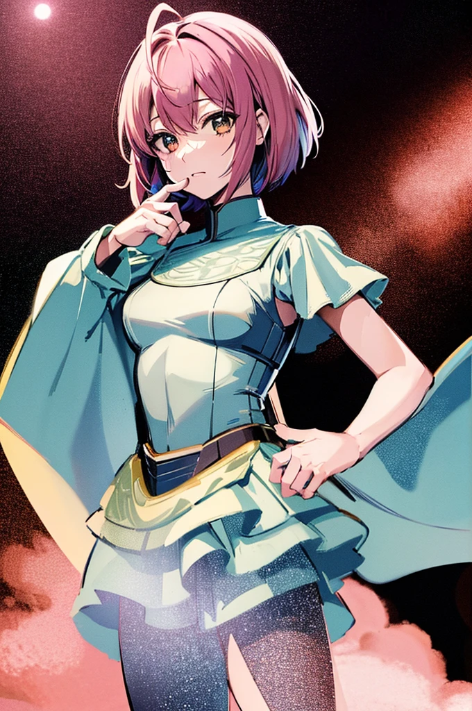 la plus haute qualité, chef-d&#39;œuvre, haute résolution, seul, （Haman Khan），（Mobile Suit ZGundam），（Armée de Zeon_uniforme），（Noir‗Manteau），（rose_couleur de cheveux），Gundam，Cybèle，（Entonnoir）、coupe de cheveux au carré，Frange‗Coiffure，jeune fille，ciel étoilé_arrière-plan，Style animé, la plus haute qualité, 4k, chef-d&#39;œuvre,， seul, 1,tout le corps，en regardant la caméra, À la manière de Shinkai Makoto, Des yeux perçants，（doigt plein）, （Bout des doigts précis）, （Les détails les plus fins）, （Anatomiquement correct）, (映画のarrière-plan), Hyper détail, (Des détails subtils), (détails complexes),