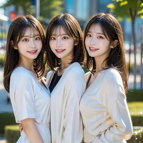 Three Beauties,Wearing a uniform,smile