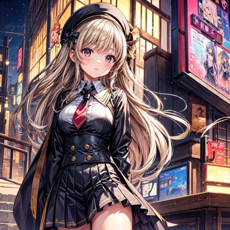 Striking and photorealistic 2.5D moe anime style. Mami, a good-looking and talented high school girl with long, flowing dark blo...