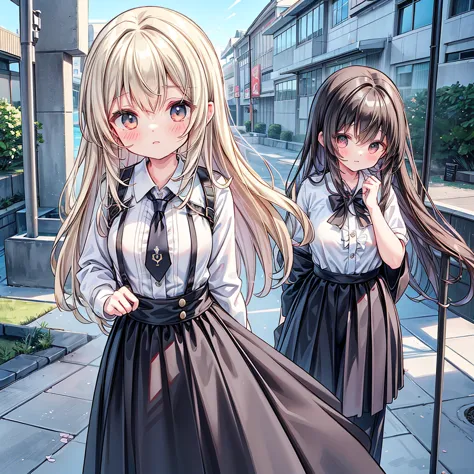 Striking and photorealistic 2.5D moe anime style. Mami, a good-looking and talented high school girl with long, flowing dark blo...