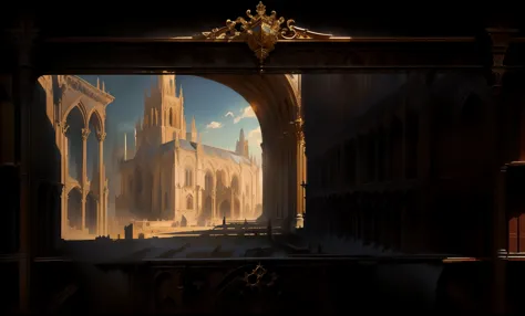 Western style，Cathedral Background，Palace Background，Shelves，map，Wall relief，Gorgeous border+Concept Art，