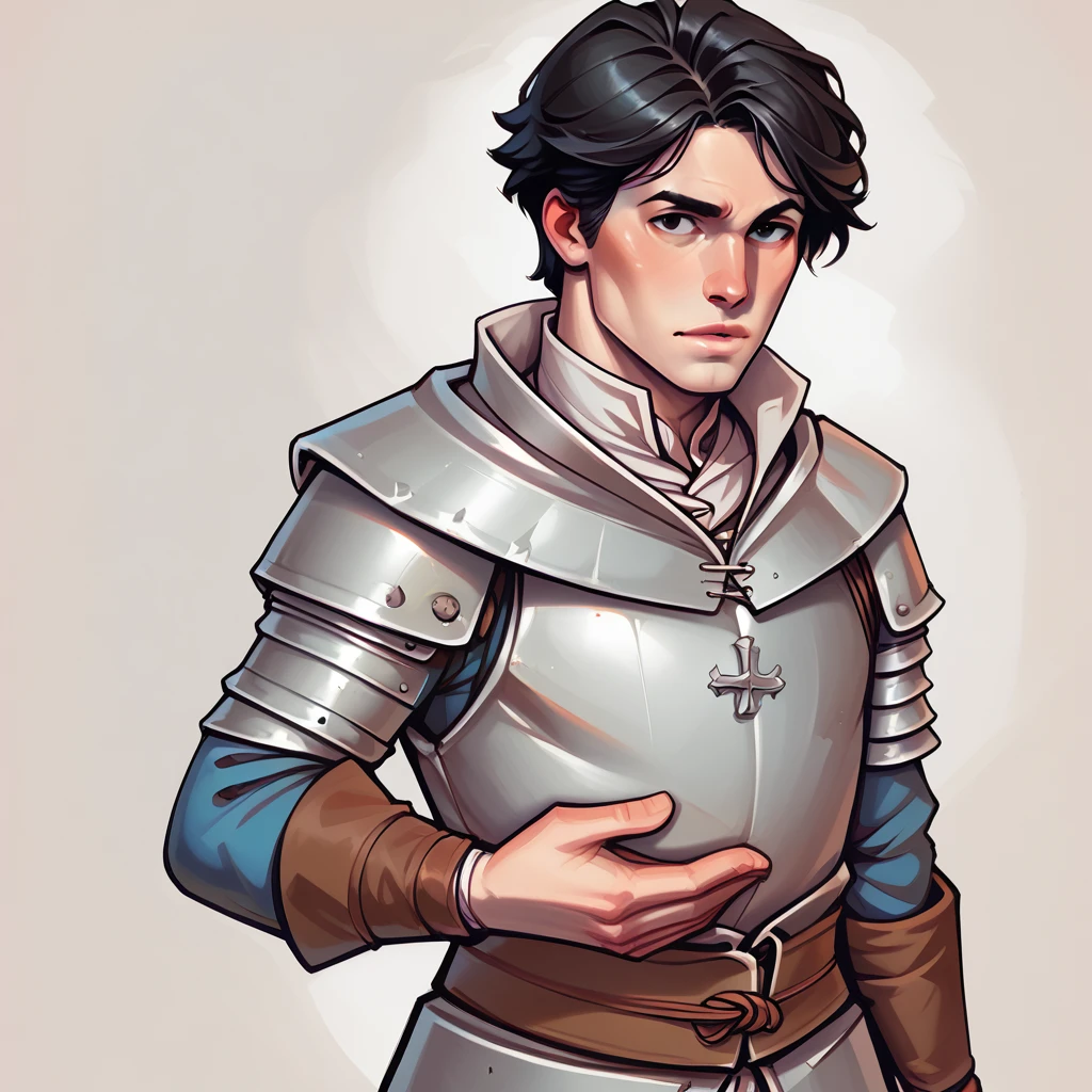 1boy, alone, male, black hair, black eyes, white skin, short hair, portrait, medieval clothing, full body