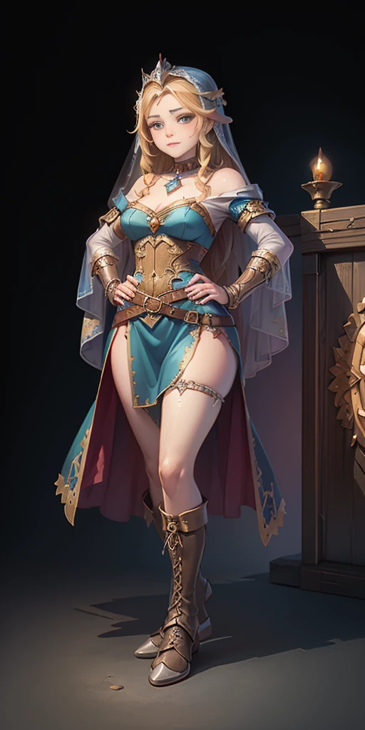 ((Fundo liso)) corpo inteiro de uma mulher em um vestido com véu, PÉS JUNTOS, standing PÉS JUNTOS, botas militares, linda fantasia donzela escrava guerreira, lindo retrato de arte de fantasia, arte vitoriana de fantasia, arte de fantasia medieval, linda e elegante rainha Roxxane, retrato da rainha da luz, arte de retrato de fantasia, arte de fantasia gótica, uma linda imperatriz de fantasia, mãos nos quadris