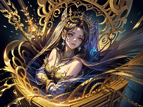 This is、It's a masterpiece of realistic fantasy with lots of sparkles, Glitter, and intricate ornate details. Produces one  woma...