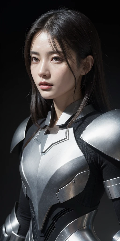 best quality ,masterpiece, illustration, an extremely delicate and beautiful, extremely detailed ,CG ,unity ,8k wallpaper, Amazing, finely detail, masterpiece,best quality,official art,extremely detailed CG unity 8k wallpaper,absurdres, incredibly absurdres, ultra-detailed, highres, extremely detailed,beautiful detailed girl,light on face, 1girl, mecha, armor, mechanical_body, black hair,  spaceship, city, cyberpunk, star_sky,  