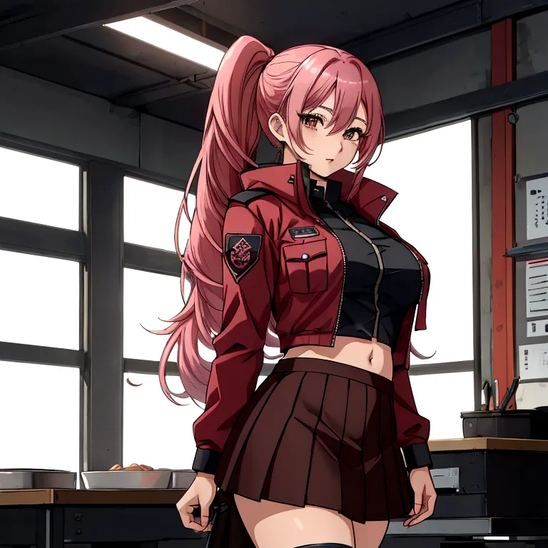 Yunna itadori,female version of yuji itadori, have same uniform as nobara have but she has red hood in her uniform,she have long...