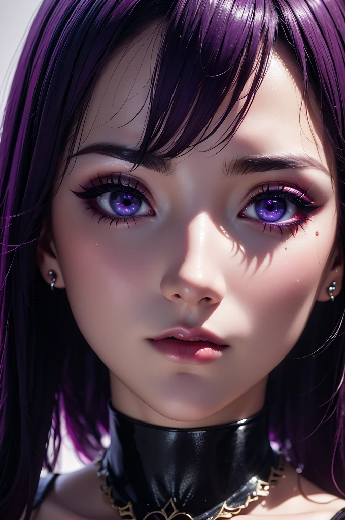 picture, ProFessional Full-body, (detailed Face and eye:1.4), Purple eyes,Deep rifts, colorFul, color photography oF woman, (dark makeup), necklace, Earrings, (Dark lipstick), Split lips, sharp Focus, Focus on Face, Insanely sharp details, Very detailed, gigantic breasts in Frame, 4K HQ, 8k, depth oF Field, F/1.2, Leica, 8k HDR, High contrast, Highly retouched, Shadows, sad, Award-winning photography, The best photographers.