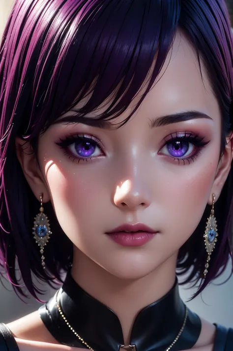 picture, ProFessional Full-body, (detailed Face and eye:1.4), Purple eyes,Deep rifts, colorFul, color photography oF woman, (dar...