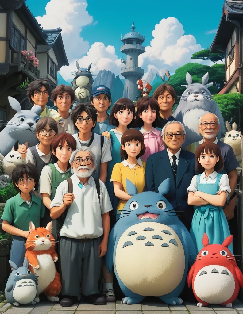 All the Ghibli characters are taking a group photo - SeaArt AI