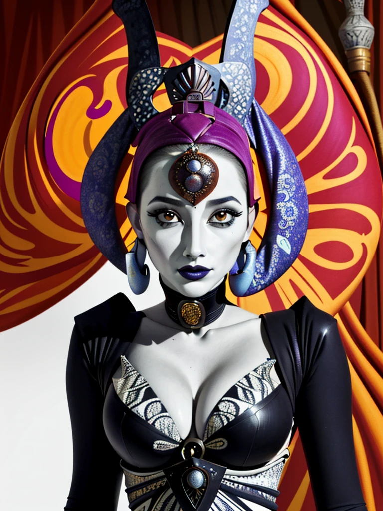 (best quality, masterpiece, beautiful and aesthetic:1.2, colorful, dynamic angle, highest detailed face) 1girl, satinekryze, monarch, jewelry, wired collarettes, ruffs, elaborate headress, headdress, royalty, upper body, noble, (high contrast, official art, extreme detailed, highest detailed)