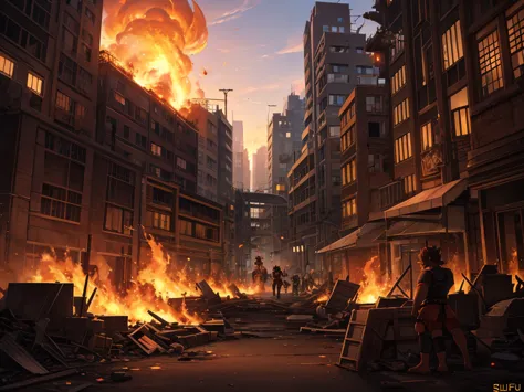 Sodom and Gomorrah , (pop design , slapstick comedy anime) , A city destroyed by sulfur and fire from heaven