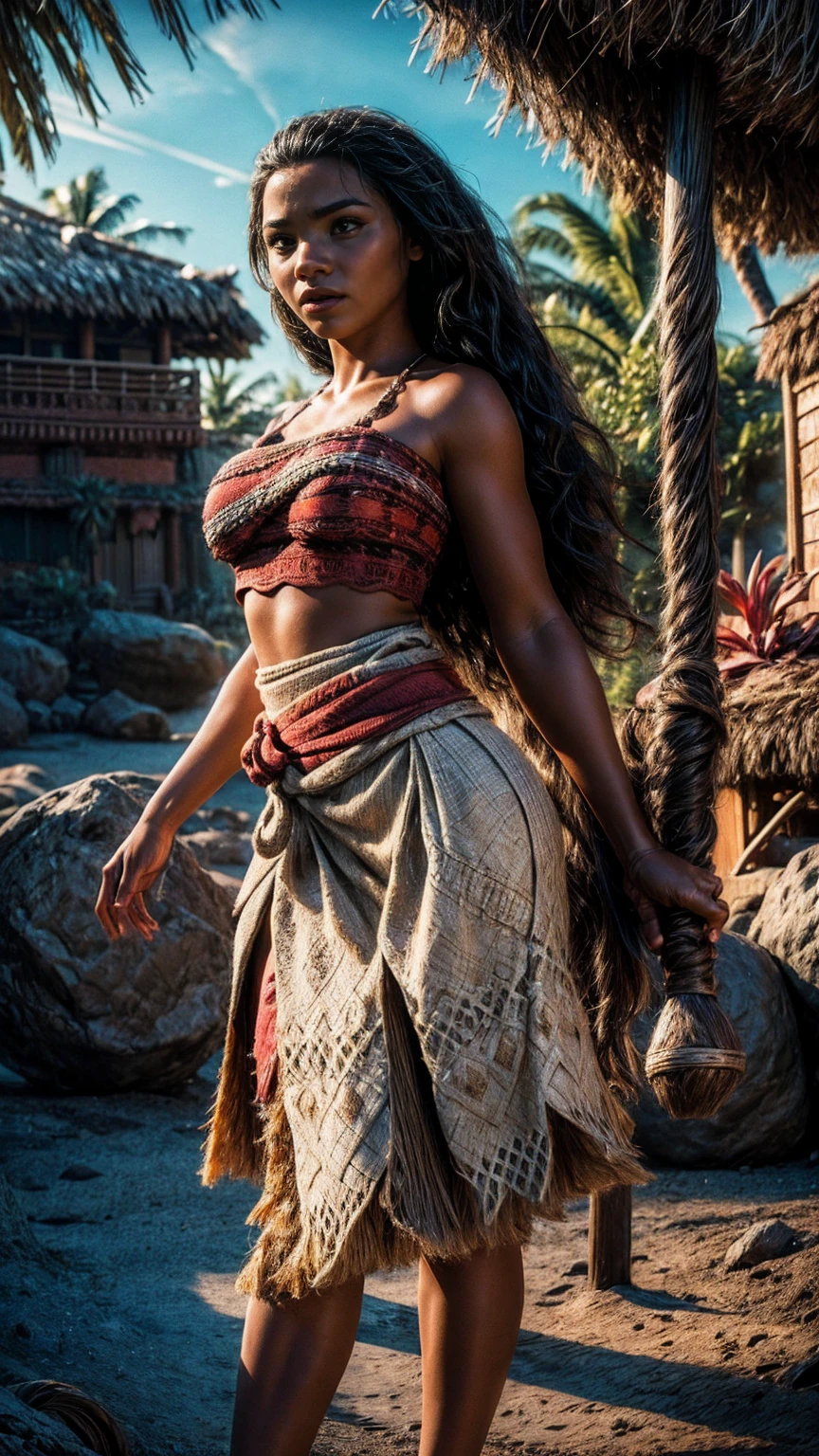 sexy quente de pele escura sexy moana,,visão de corpo inteiro foco nítido cgi, photorealista, Alto detalhe, realista, Obra de arte, absurdos, melhor qualidade, hdr, alta qualidade, alta definição, extremamente detalhado, Papel de parede 8k, Detalhes intrincados, 8k hd, Full HD, (realista photo:1.2), contraste, iluminação forte, iluminação cinematográfica, iluminação natural, luz dura, retroiluminação, Iluminação global, oclusão ambiental