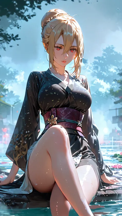 score_9, score_8_up, score_7_up, score_6_up, uncensored, angelica, blonde hair, braid, hair bun, red eyes, break (masterpiece:1....