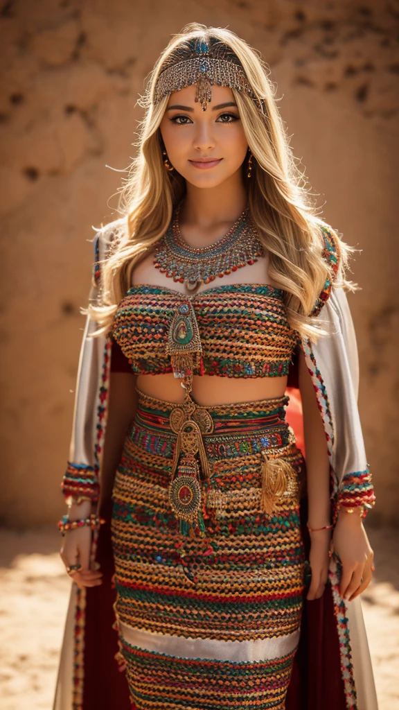 beautifull hot german blonde, robe kabyle, berber, amazigh dress, kabyledress, tizi ouzou, berber outfit, kabylegirl, bijoux, professional studio photo background, realistic, 4k