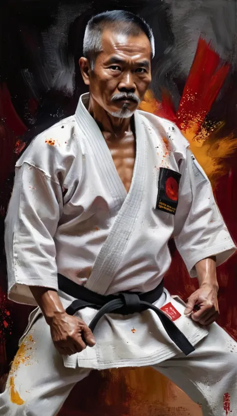 a 60 year old indonesian man with western heritage, he is a skilled martial artist, charismatic, driven with enthusiasm, charmin...