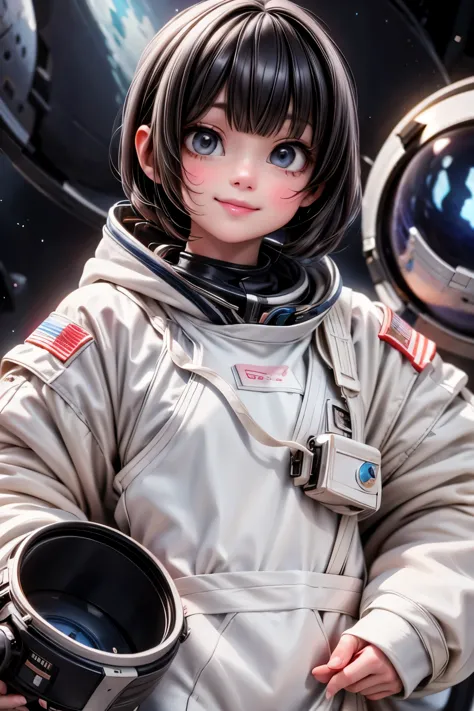 an astronaut girl into deep space