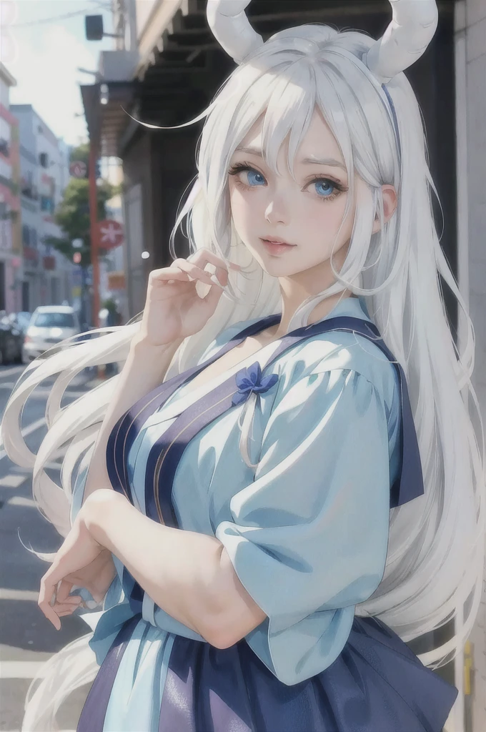 anime girl with white hair and blue eyes posing for a picture, my dress up darling anime, cute anime style, kawaii anime manga style, cute anime face, beautiful anime high school girl, cute anime girl, cute natural anime face, kawaii realistic portrait, extremely cute anime girl face, pretty anime girl, pretty anime face, realistic young anime girl, anime inspired, anime styled