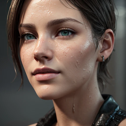 face, close-up. short, brown hair, green eyes, Wet, open mouth, sex with drool 15 years. ((elegance. Photorealism. Unreal engine. 3D model. Ultra high quality textures. high detail. Resolution 8K))