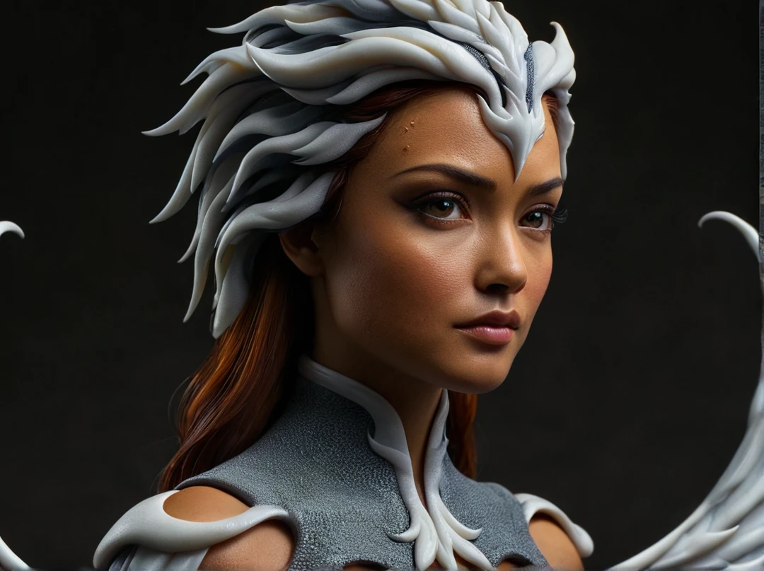 close-up статуи женщины с крыльями, detailed image, Detailed snapshot, close-up подробный, close view, collectibles, high Detailed snapshot, sideshow figures, first 4 digits, Jeremy Chong, detailed shot, epic angle and pose, close-up, corner, dark phoenix, shot in the chest, profile shot, beautiful detailed orisha