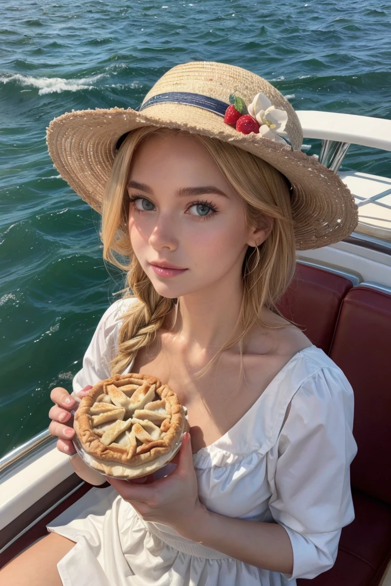 apple pie on a boat, Apfelkuchen essen auf einem Boot, vierter Juli