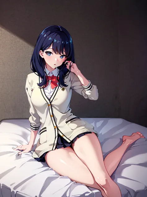 Rikka, A-line skirt,sexy girl,bed room ,on the bed,Beautiful slender legs,Big breasts,porn