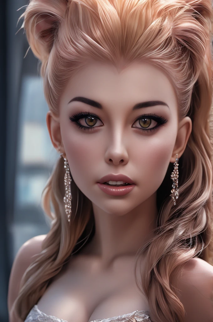 Ultra Detailed Beautiful Girl, with Fierce Lioness, Cinematic, Cinematic Light, Realistic, 3d Rendering, Highly Detailed Face, Highly Detailed, Realistic Appearance, Lifelike, Realistic Girl, Highly Detailed Hair