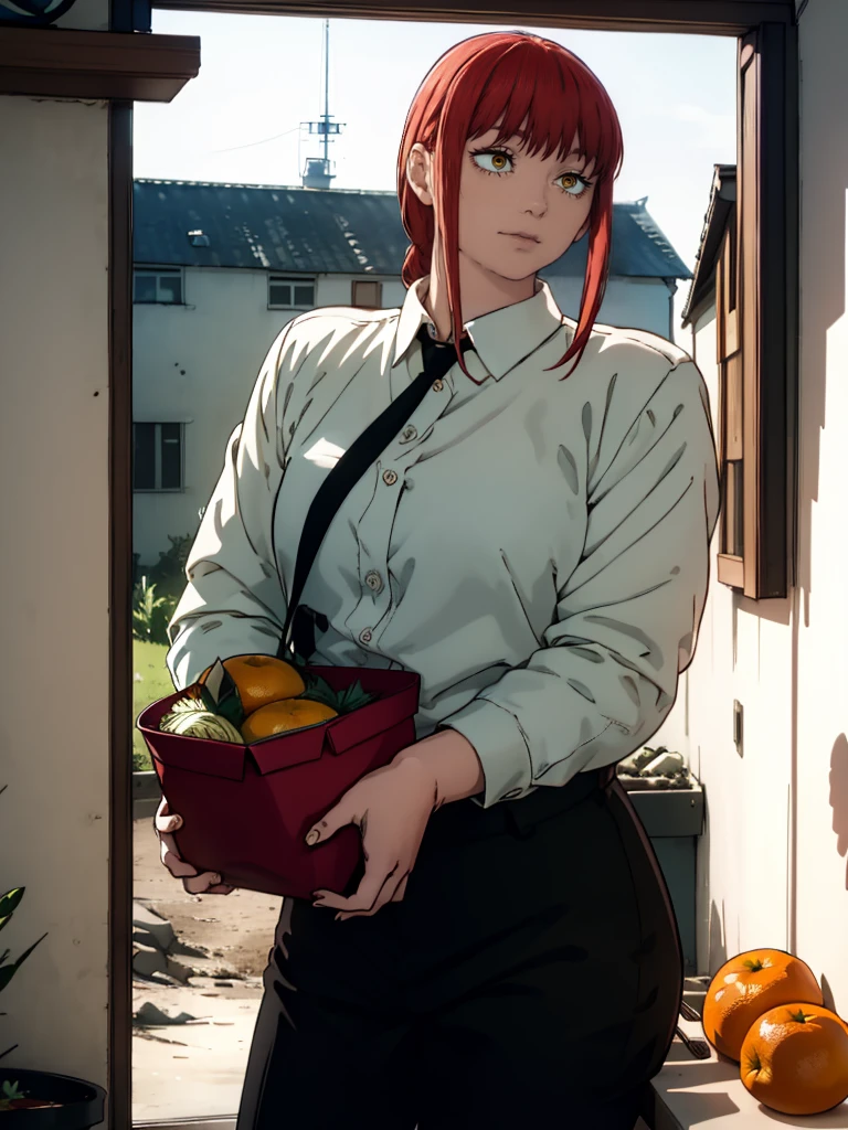 Le personnage Makima de la série animée Chainsaw Man, fragile, obésité morbide, ssbbw, pleine longueur (corps entier 1.1.), fond sombre, obscurité, anatomie correcte 1.1, anatomie correcte de la main, Très féminin, corps gras et rond, grosses Jambes, fesses, beau corps obèse, ventre rond et mou très gras, cheveux roux, Yeux oranges, Cercles rouges pour les écoliers, chemise blanche, jupe noire, cravate noire, pose sexy, réaliste, very détaillé, beau corps, détaillé body, détaillé hands, détaillé, vibrant, détaillé Face, Conception des personnages de Makima. very détaillé, détaillé body, détaillé hands, détaillé Face, Art animé, Hugh Détails, Visage très abattu, détaillé eyes, Illustration ultra fine, Meilleure ombre, détail fin, beautiful détaillé glow, beautiful détaillé, Extraordinairement beau, extremely détaillé, inexpressif, composition épique, Style animé. art animé, Style animé. Jupe noire, chemise blanche, cravatte, pose sexy, yeux jaunes