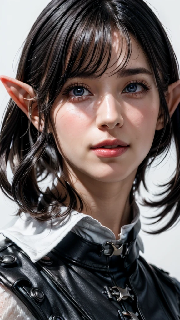 ((Beautiful Face:1.4)), (Purelos Face_v1: 1.0), Half Body,((White simple background)),Super detailed beautiful elf girl 30 years old. ((Ultra-high resolution:1.4)), 4K, 8K, Cinematic,(Natural big breasts:1.2)