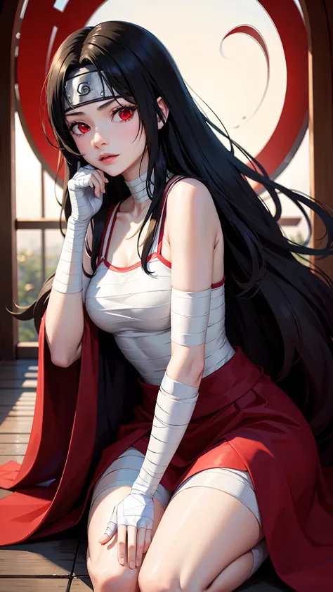 Pomegranate_Kurenai_Yuhi,Forehead Protection,bandages, whole body,Red eyes, wariza