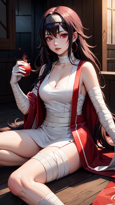 Pomegranate_Kurenai_Yuhi,Forehead Protection,bandages, whole body,Red eyes, wariza